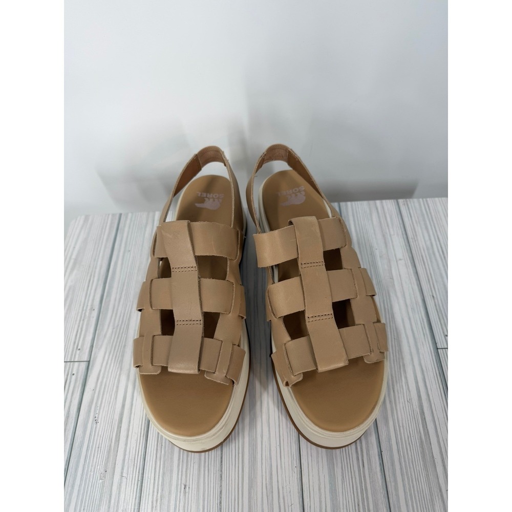 Sorel Dayspring Slingback Sandals Leather Platforms Honest Beige, Size 9.5 - Picture 7 of 8
